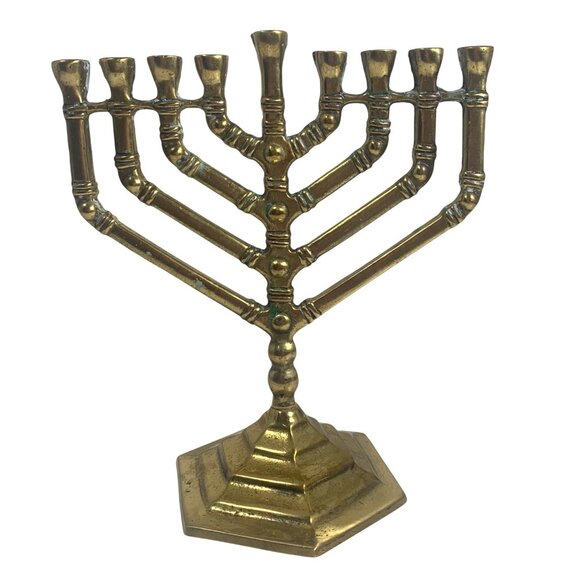 Vintage Meir Cohen Ltd Giftware Brass Menorah Candle Holder 9 Branch - Picture 1 of 8